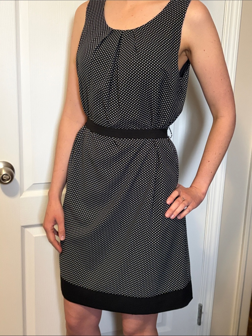 Dex Black Dress with White Polka Dots
